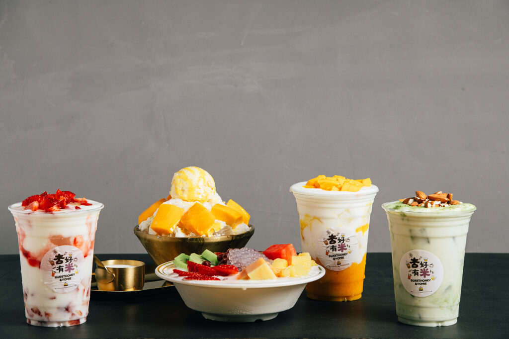 An editorial outlay of drinks for an Edmonton restaurant photography session at Yomie